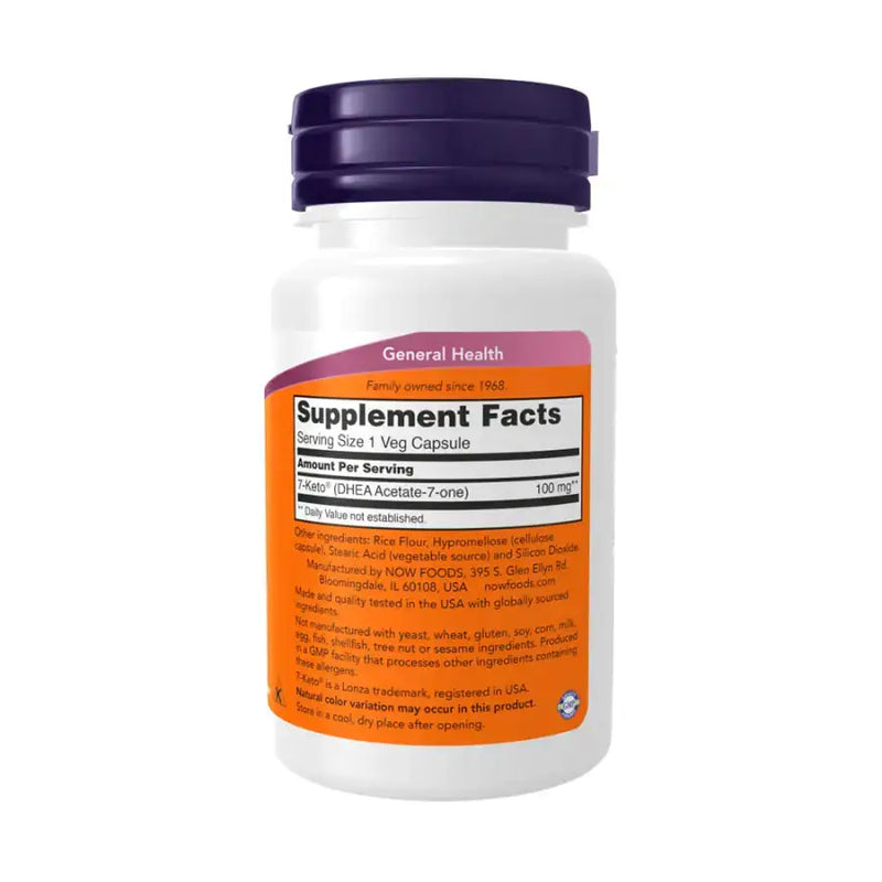 7K3eto Dh3ea 100mg (120 VCaps) - Now Foods - DHEA