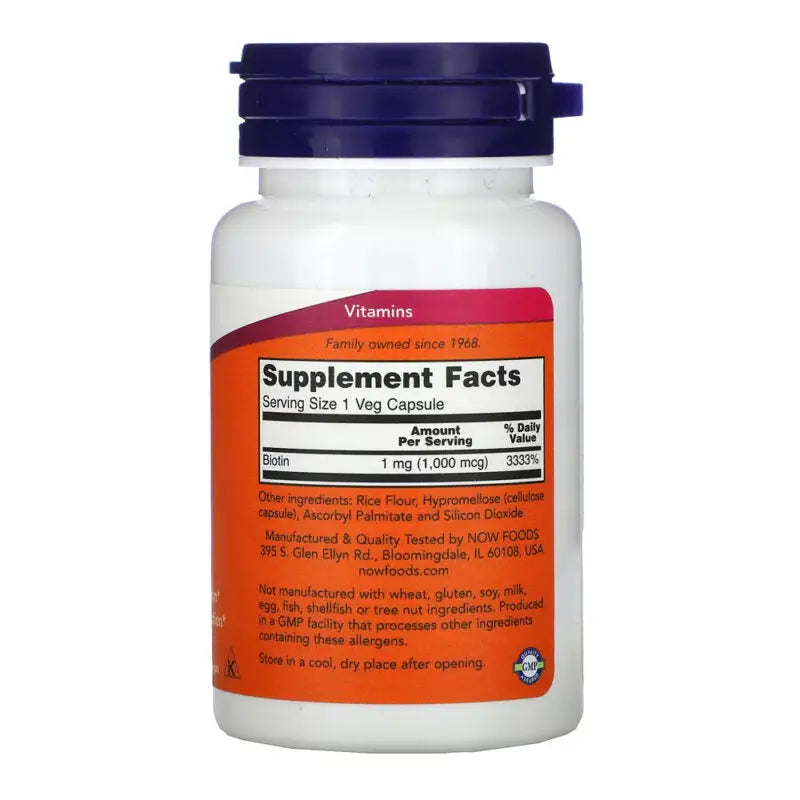 Biotina 1000mcg (100) - Now Foods - Vitamina