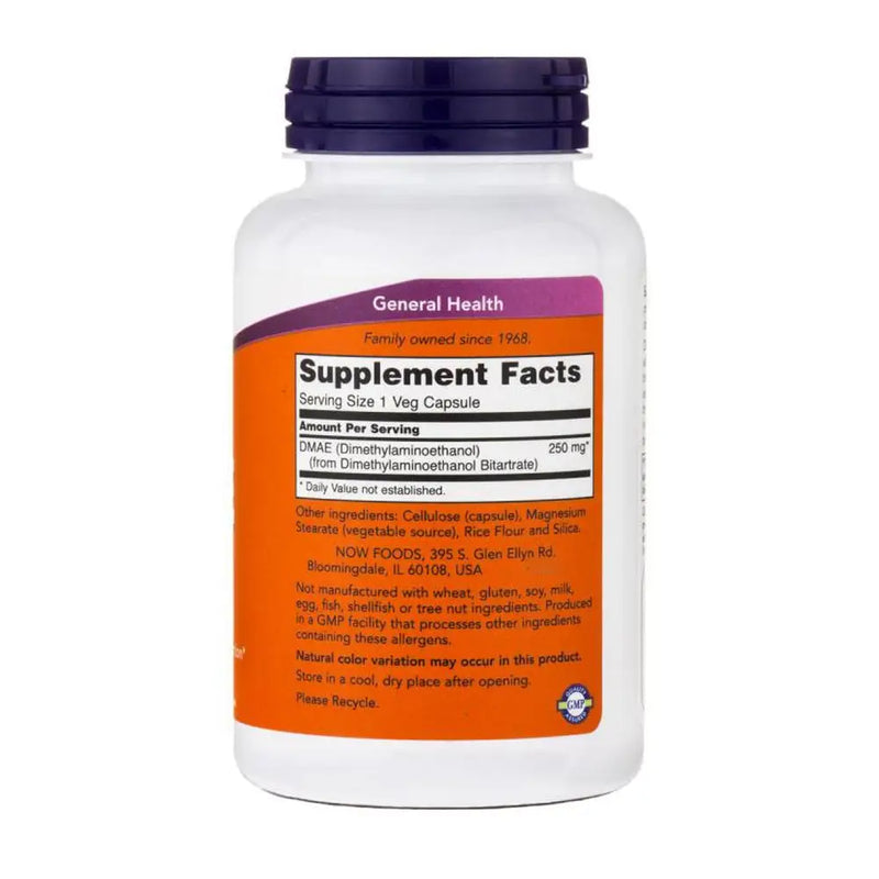 Dmae 250mg Dimetilaminoetanol (100) - Now Foods - COGNITIVO