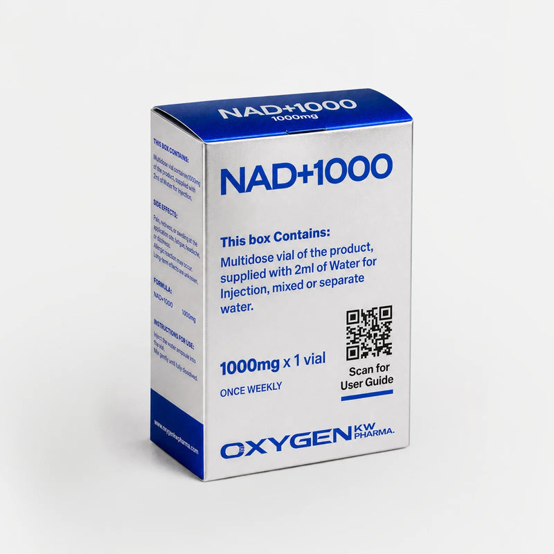 NAD+ 1000mg + Água Bacteriostática - Oxygen Pharma