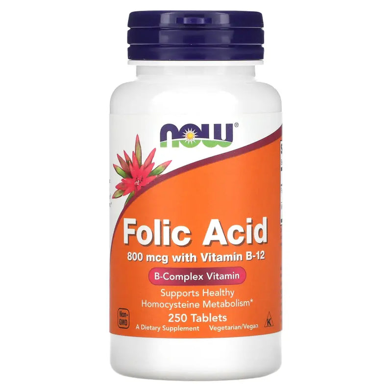 Folic Acid 800mg + Vitamin B12 (250) - Now Foods - Vitamina