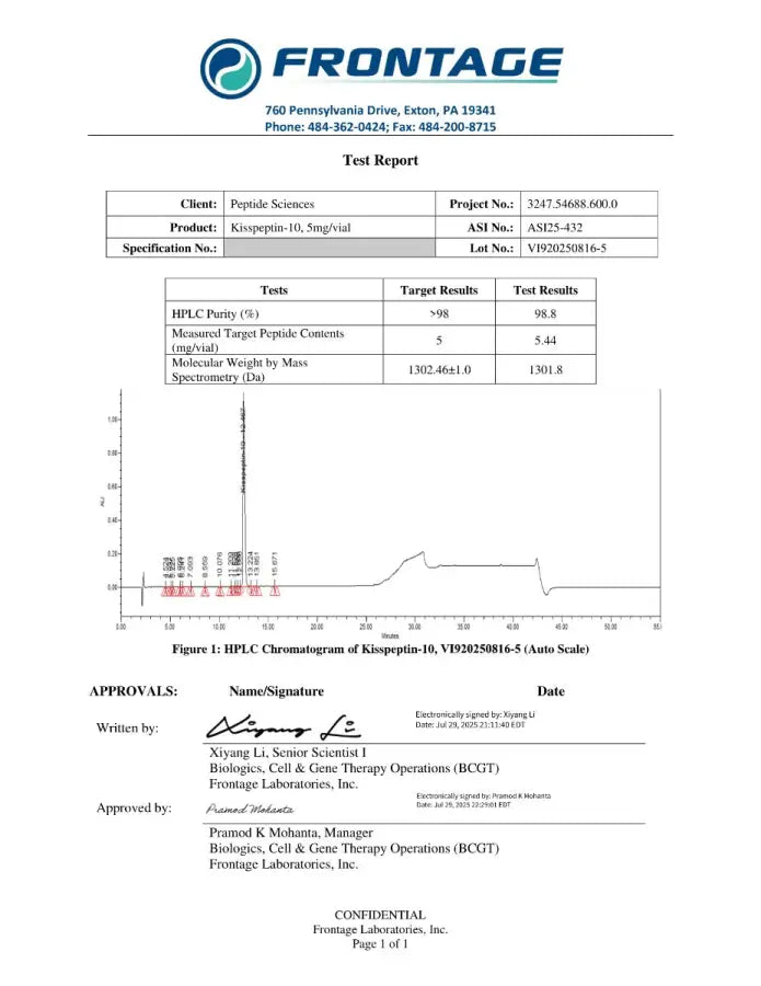 Kisspeptin-10 5mg - Peptide Sciences - Frete grátis