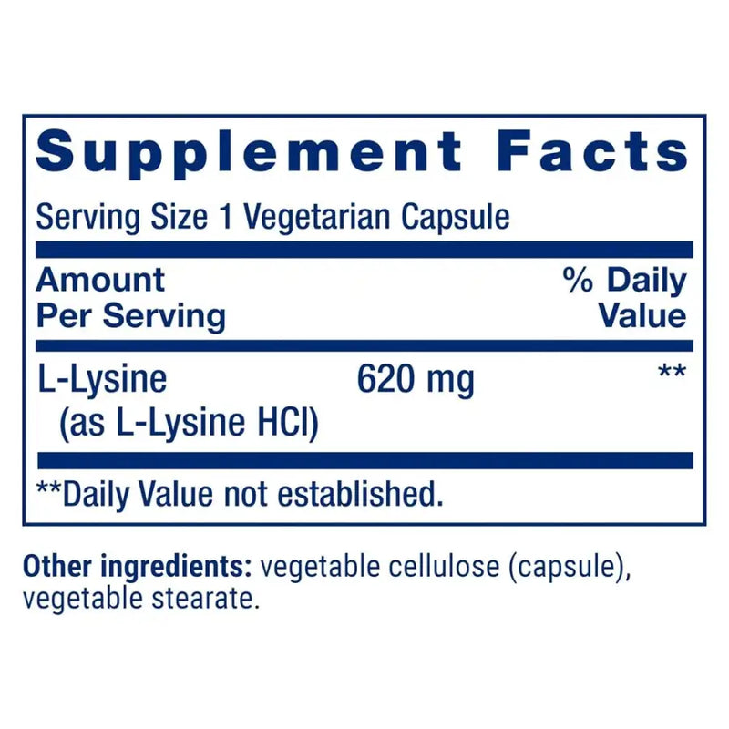 L Lysine 620 mg (100 VCapsules) Life Extension Frete grátis