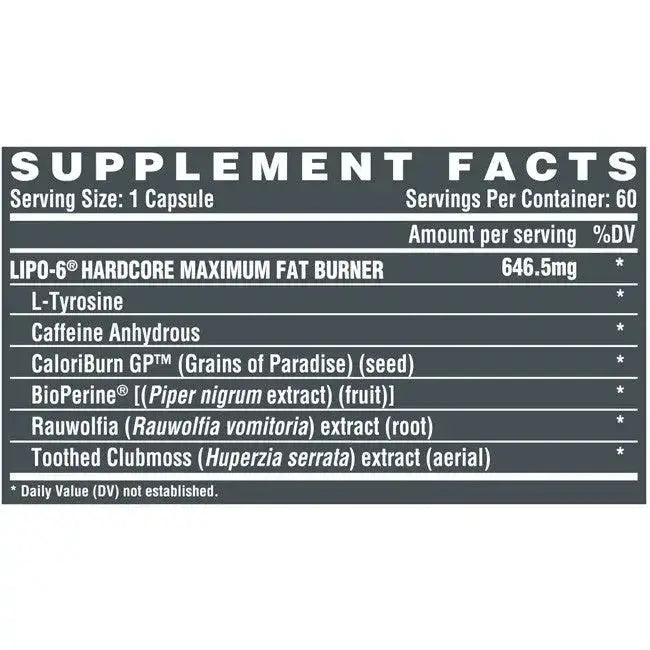 Lip0o 6 Bl4ack Hardcore UC (60 Capsulas) - Nutrex Research - TERMOGENICO