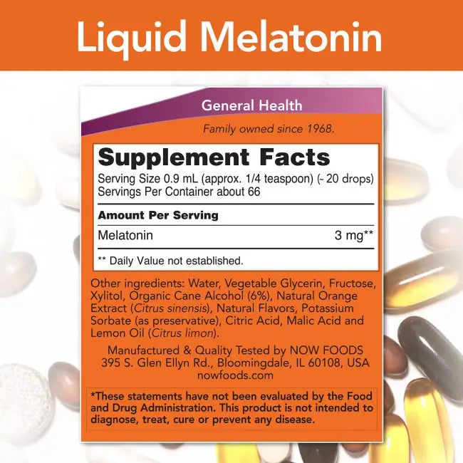 Melatonina Liquida 3mg 59ml - Now Foods - MELATONINA