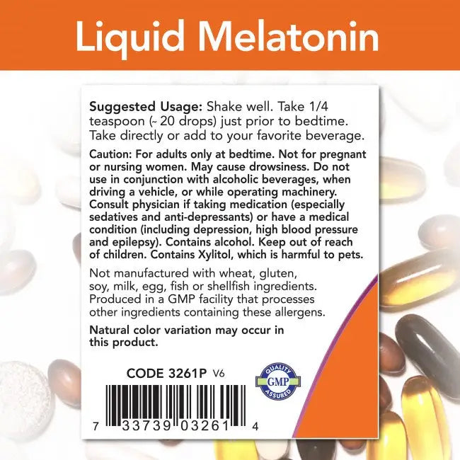 Melatonina Liquida 3mg 59ml - Now Foods - MELATONINA