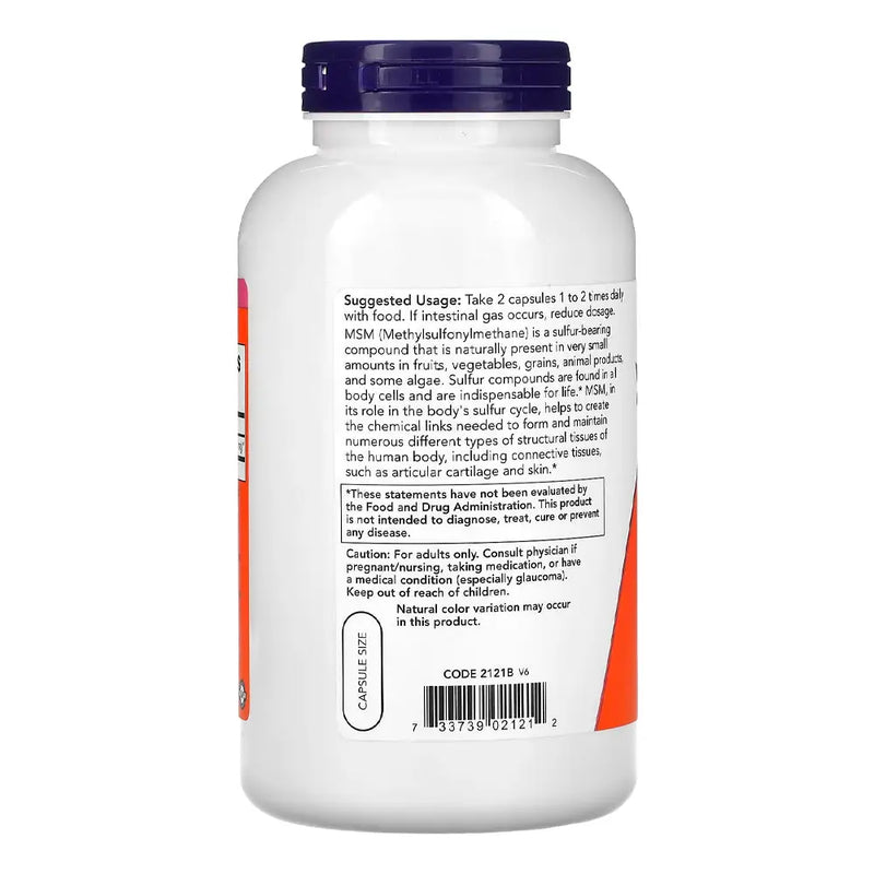 MSM Metilsulfonilmetano (240 VCaps) - Now Foods - Articulacao