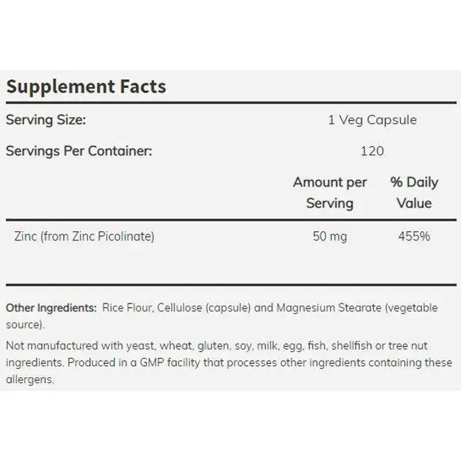 Picolinato de Zinco 50mg (60 Caps) - Now Foods - iPUMP Suplementos