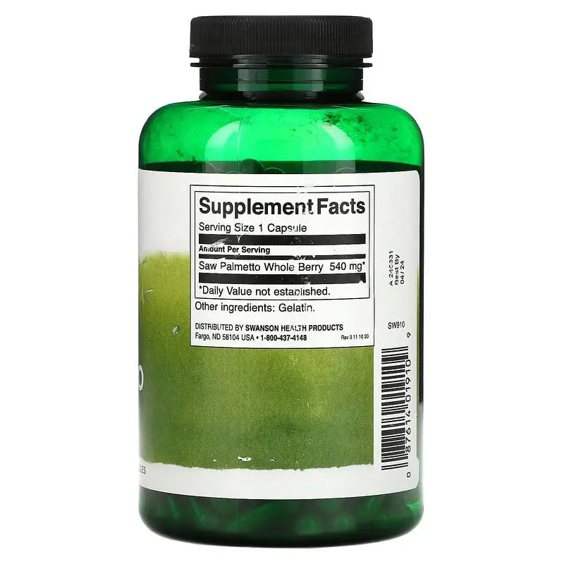 Saw Palmetto 540mg (250 Capsulas) - Swanson - PROSTATA