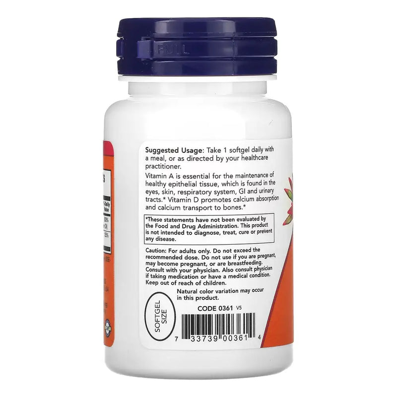 Ultra A & D-3 25,000/1,000 (100 Softgels) - Now Foods - Vitamina