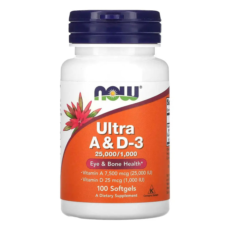 Ultra A & D-3 25,000/1,000 (100 Softgels) - Now Foods - Vitamina