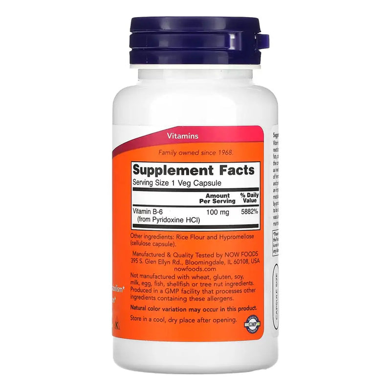 Vitamina B6 100mg (100 VCaps) - Now Foods - Vitamina