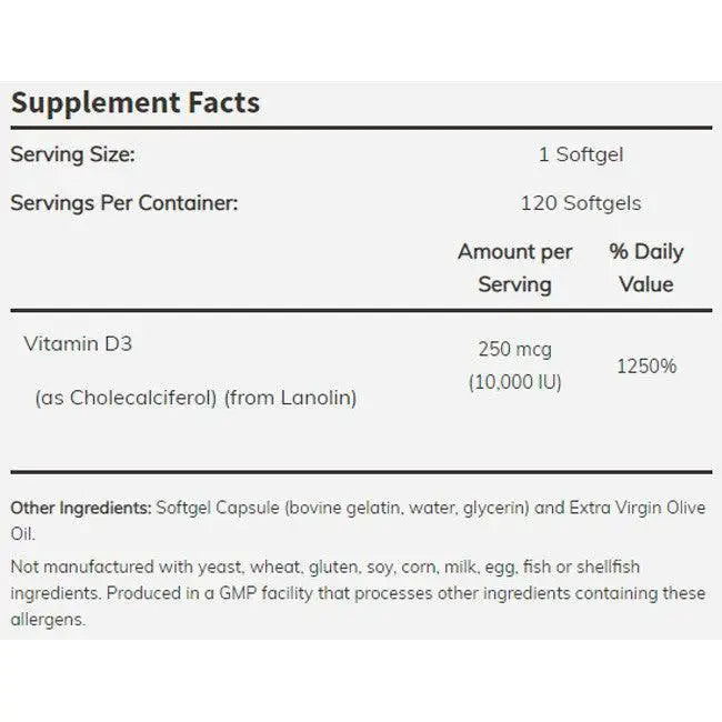 Vitamina D3 10000IU (120 Soft) - Now Foods - iPUMP Suplementos