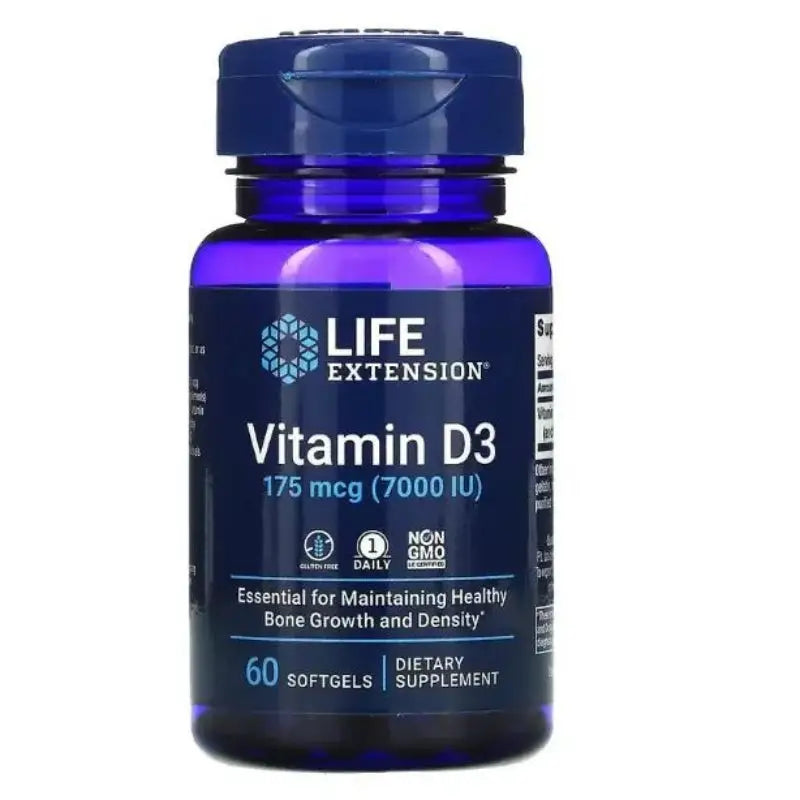 Vitamina D3 175 mcg (7.000 UI) 60 - Life Extension - Vitamina