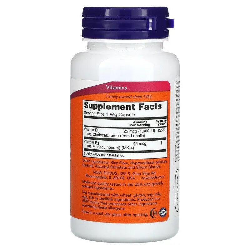 Vitamina D3 + K2 (120 caps) - Now Foods - iPUMP Suplementos