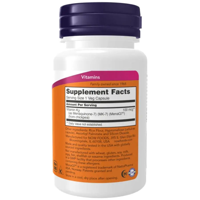 Vitamina MK-7 K-2 100mcg (60) Now Foods - Vitamina